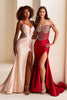Ellie Wilde EW37041 - Linear Beaded Spaghetti Strap Dress with Slit