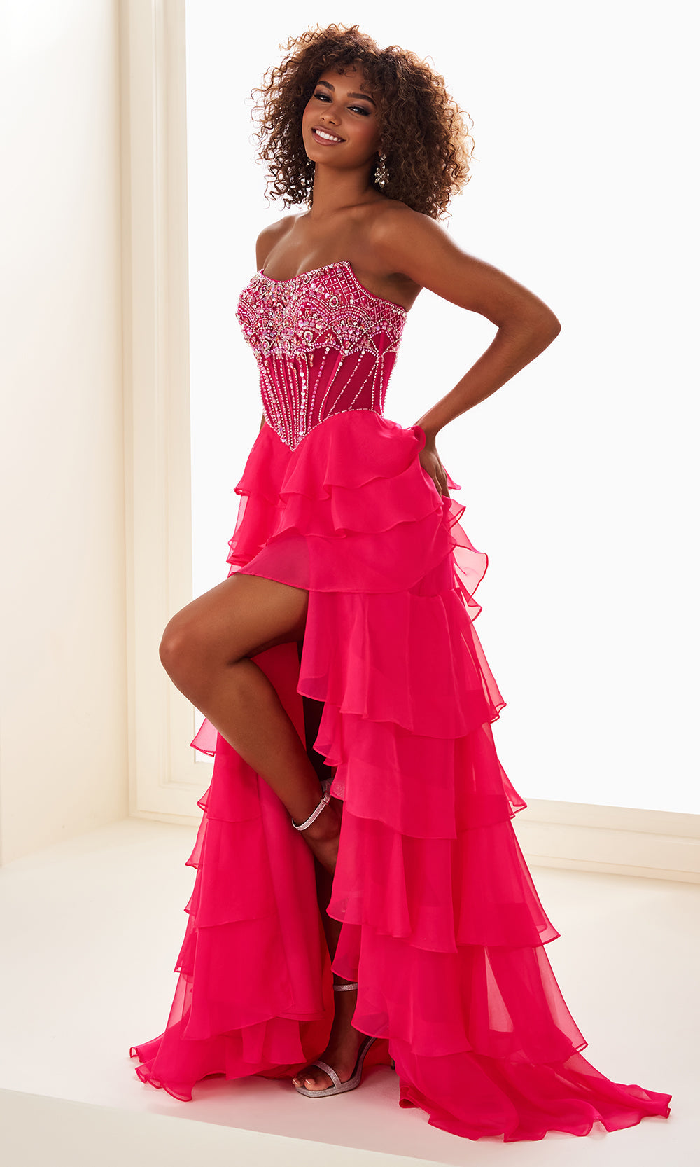 Ellie Wilde EW37057 - Crystal Beaded Corset Scoop Prom Dress Prom Dresses