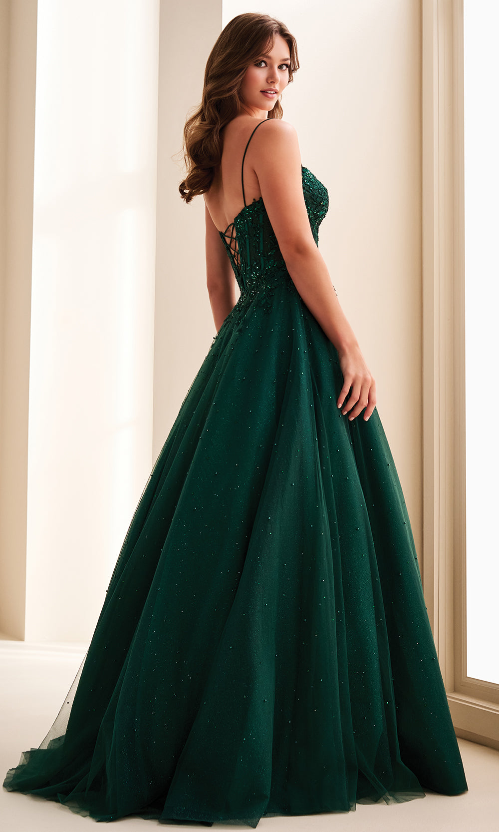 Ellie Wilde EW37072 - Lace Applique Spaghetti Strap Ballgown Prom Dresses