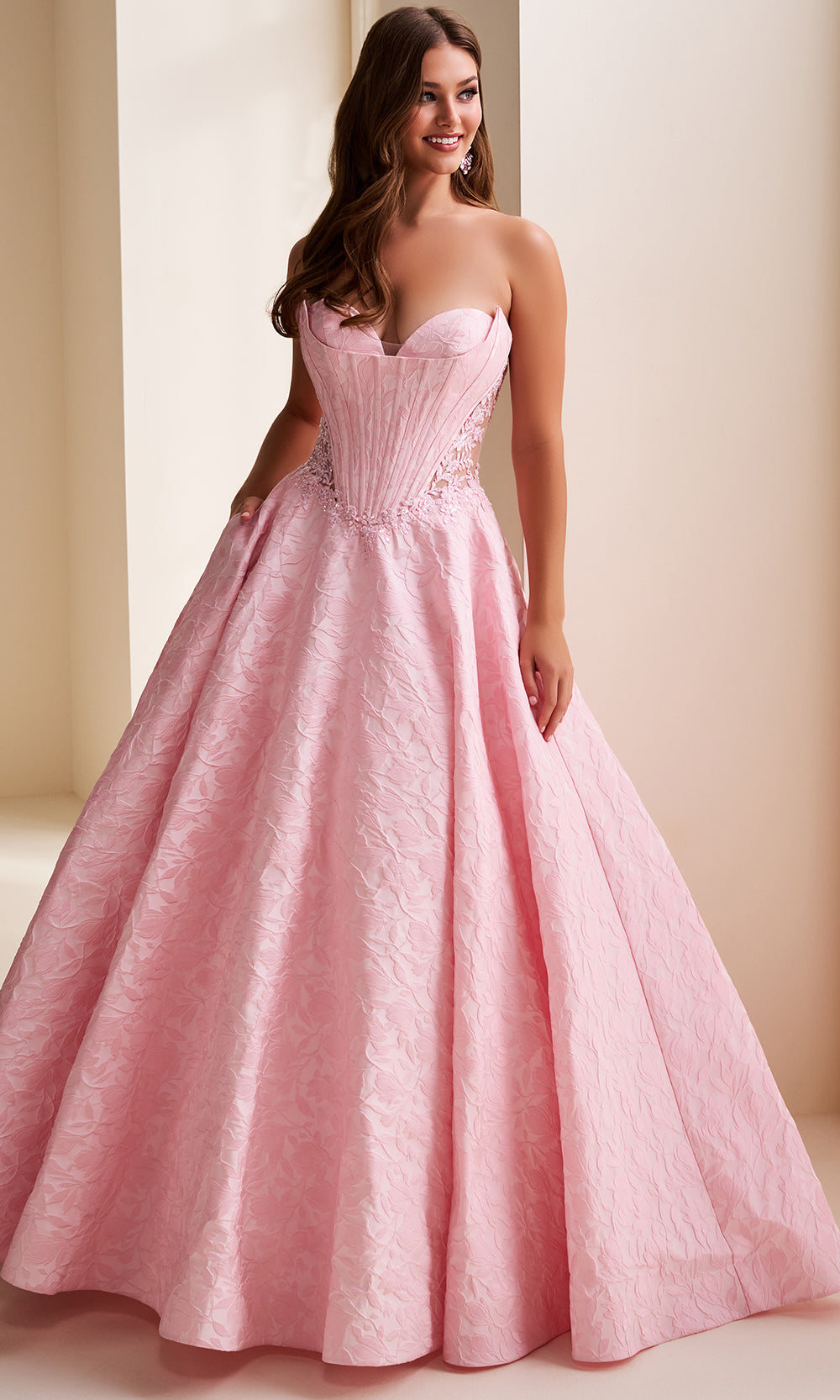 Ellie Wilde EW37080 - Sweetheart Jacquard Ballgown with Lace-Up Back Prom Dresses