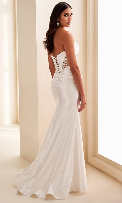 Ellie Wilde EW37084 - Zipper Slit Corset Bodice Prom Dress Prom Dresses