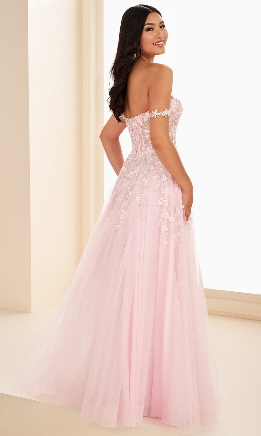 Ellie Wilde EW37094 - Beaded Lace Corset Prom Dress with Slit Prom Dresses