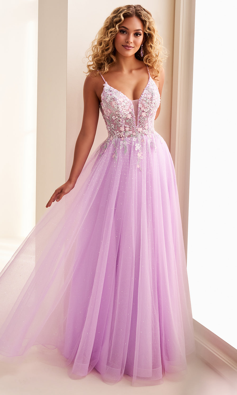 Ellie Wilde EW37096 - Sparkling Floral Corset Gown with Pockets Prom Dresses