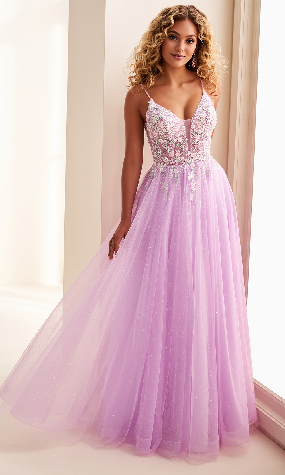 Ellie Wilde EW37096 - Sparkling Floral Corset Gown with Pockets Prom Dresses