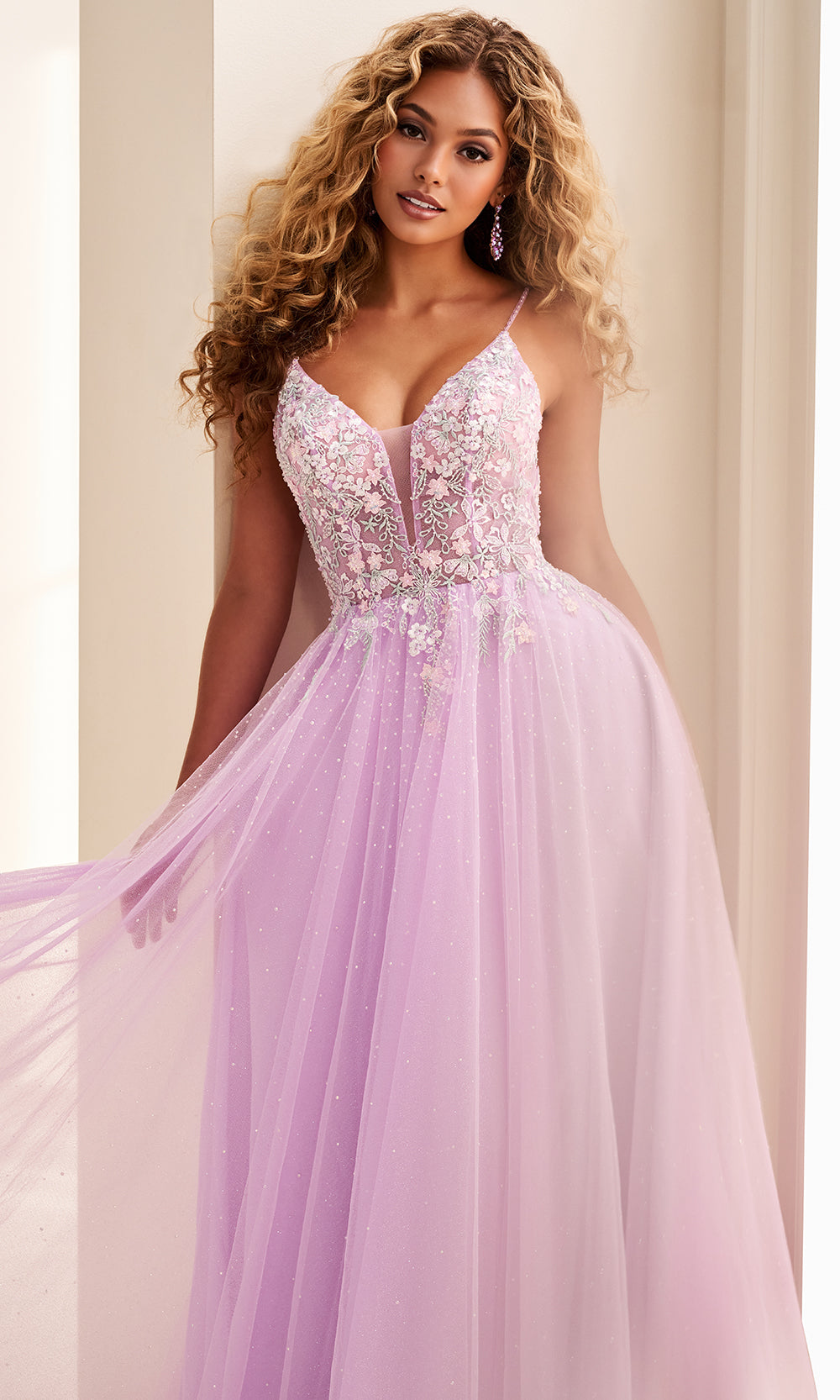 Ellie Wilde EW37096 - Sparkling Floral Corset Gown with Pockets Prom Dresses