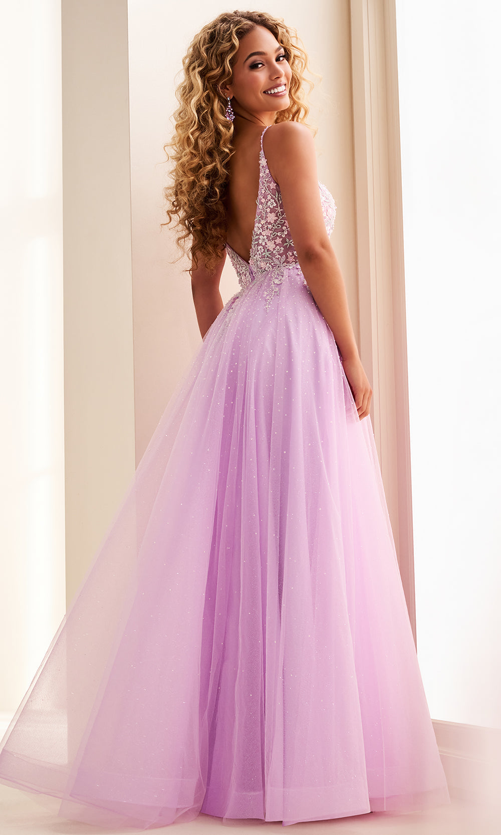 Ellie Wilde EW37096 - Sparkling Floral Corset Gown with Pockets Prom Dresses