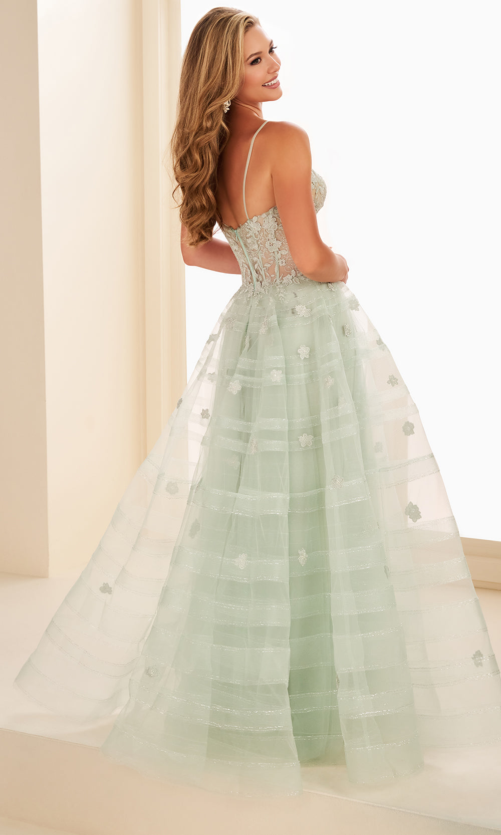 Ellie Wilde EW37097 - Floral Embroidered Sheer Corset Ballgown Prom Dresses