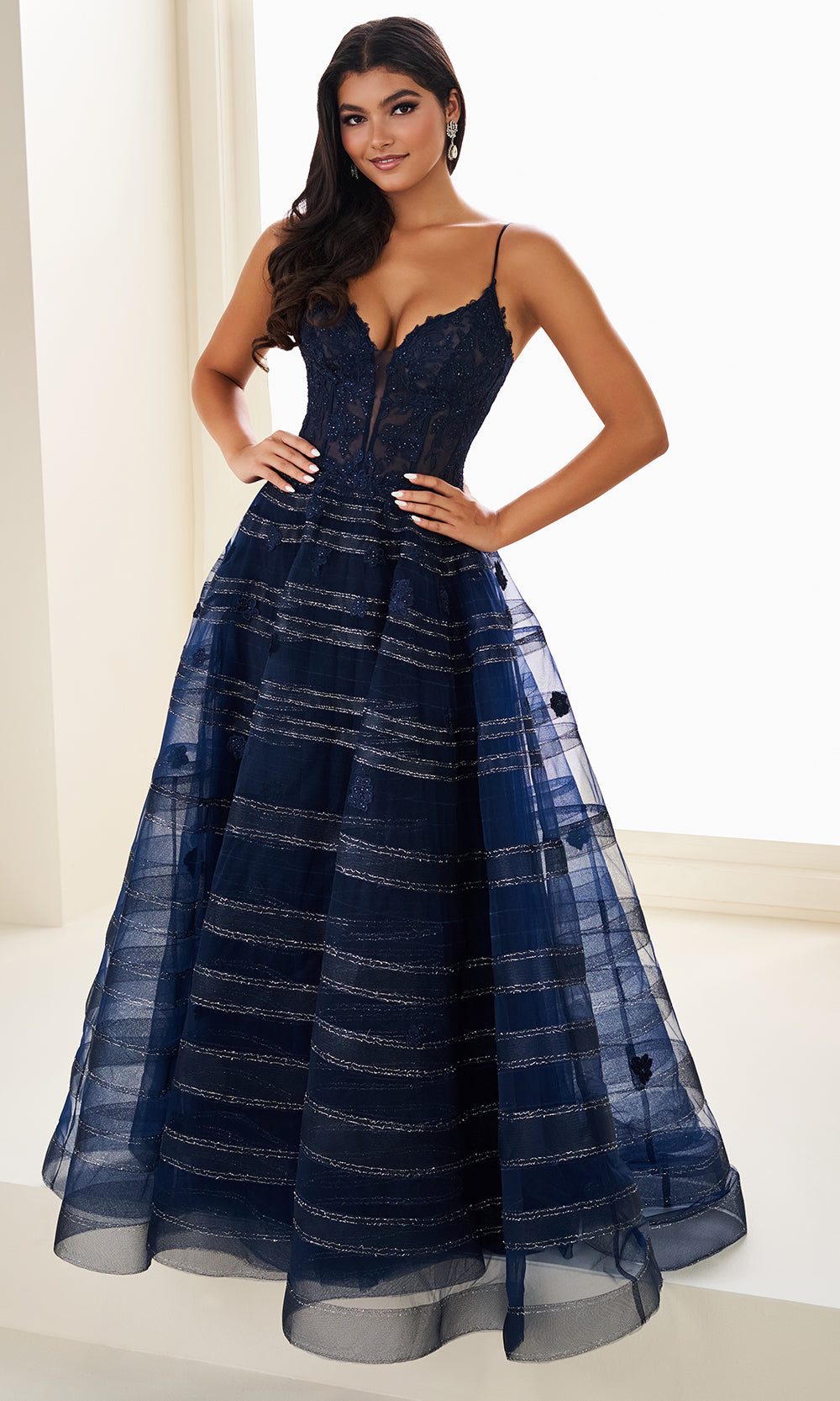 Ellie Wilde EW37097 - Floral Embroidered Sheer Corset Ballgown Prom Dresses