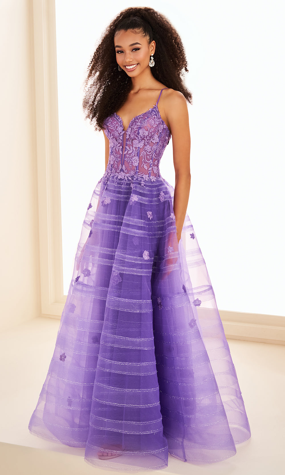 Ellie Wilde EW37097 - Floral Embroidered Sheer Corset Ballgown Prom Dresses