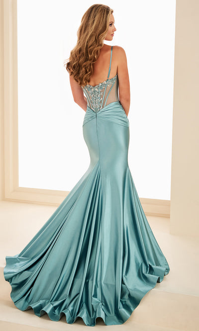 Ellie Wilde EW37099 - Jeweled Corset Spaghetti Strap Dress Prom Dresses