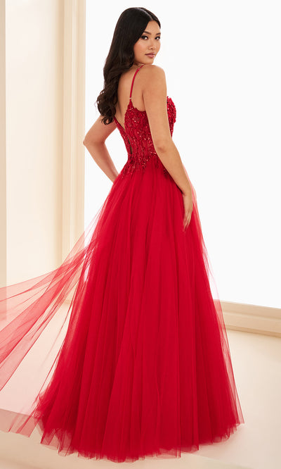 Ellie Wilde EW37112 - Scoop Neckline Beaded A-Line Gown with Slit Prom Dresses