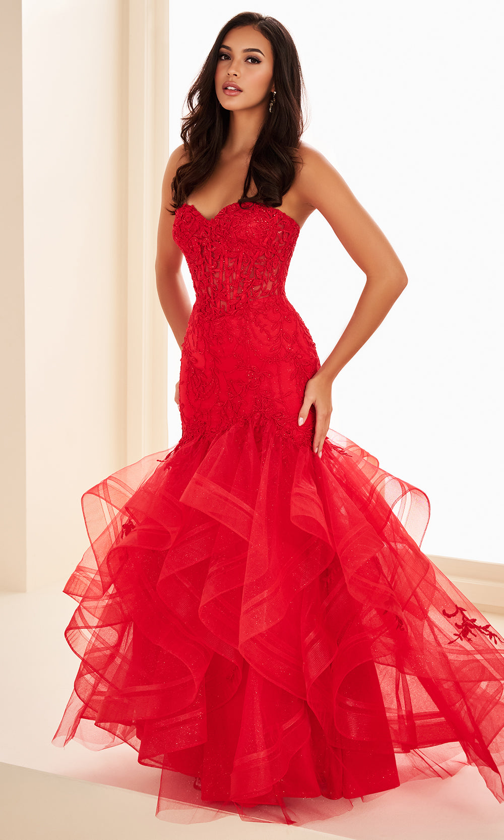 Ellie Wilde EW37113 - Sweetheart Layered Ruffle Dress Prom Dresses