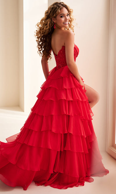 Ellie Wilde EW37115 - Strapless Tiered A-Line Chiffon Gown Prom Dresses