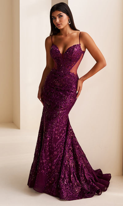 Ellie Wilde EW37204 - Sparkling Corset Mermaid Dress With Illusion Side Prom Dresses