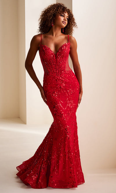 Ellie Wilde EW37204 - Sparkling Corset Mermaid Dress With Illusion Side Prom Dresses