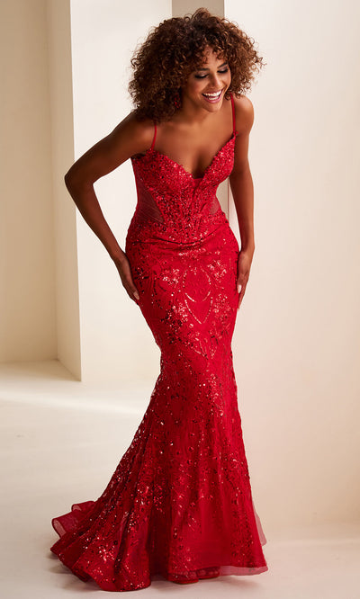 Ellie Wilde EW37204 - Sparkling Corset Mermaid Dress With Illusion Side Prom Dresses