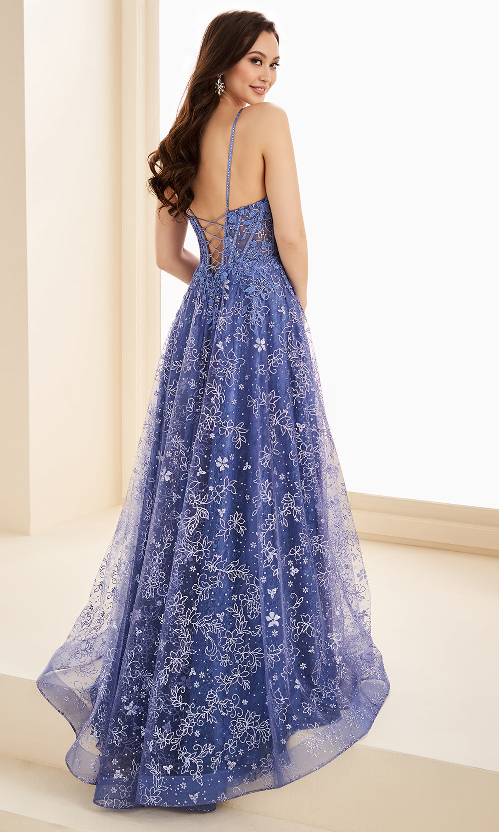 Ellie Wilde EW37206 - Allover Lace A-Line Gown with Slit Prom Dresses