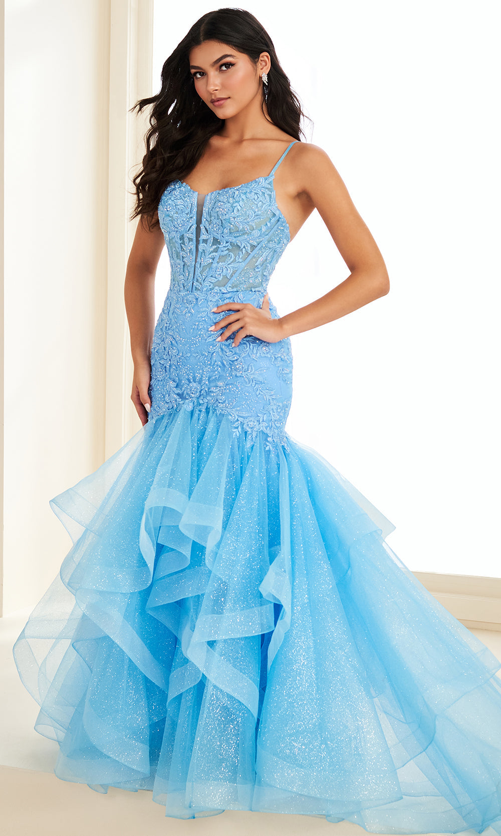 Ellie Wilde EW37207 - Tiered Ruffle Scoop Neck Prom Dress Prom Dresses