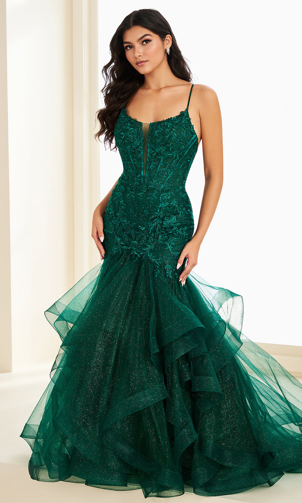 Ellie Wilde EW37207 - Tiered Ruffle Scoop Neck Prom Dress Prom Dresses