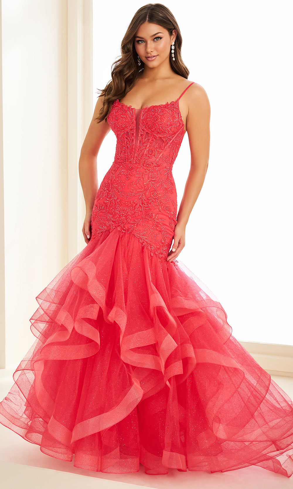Ellie Wilde EW37207 - Tiered Ruffle Scoop Neck Prom Dress Prom Dresses