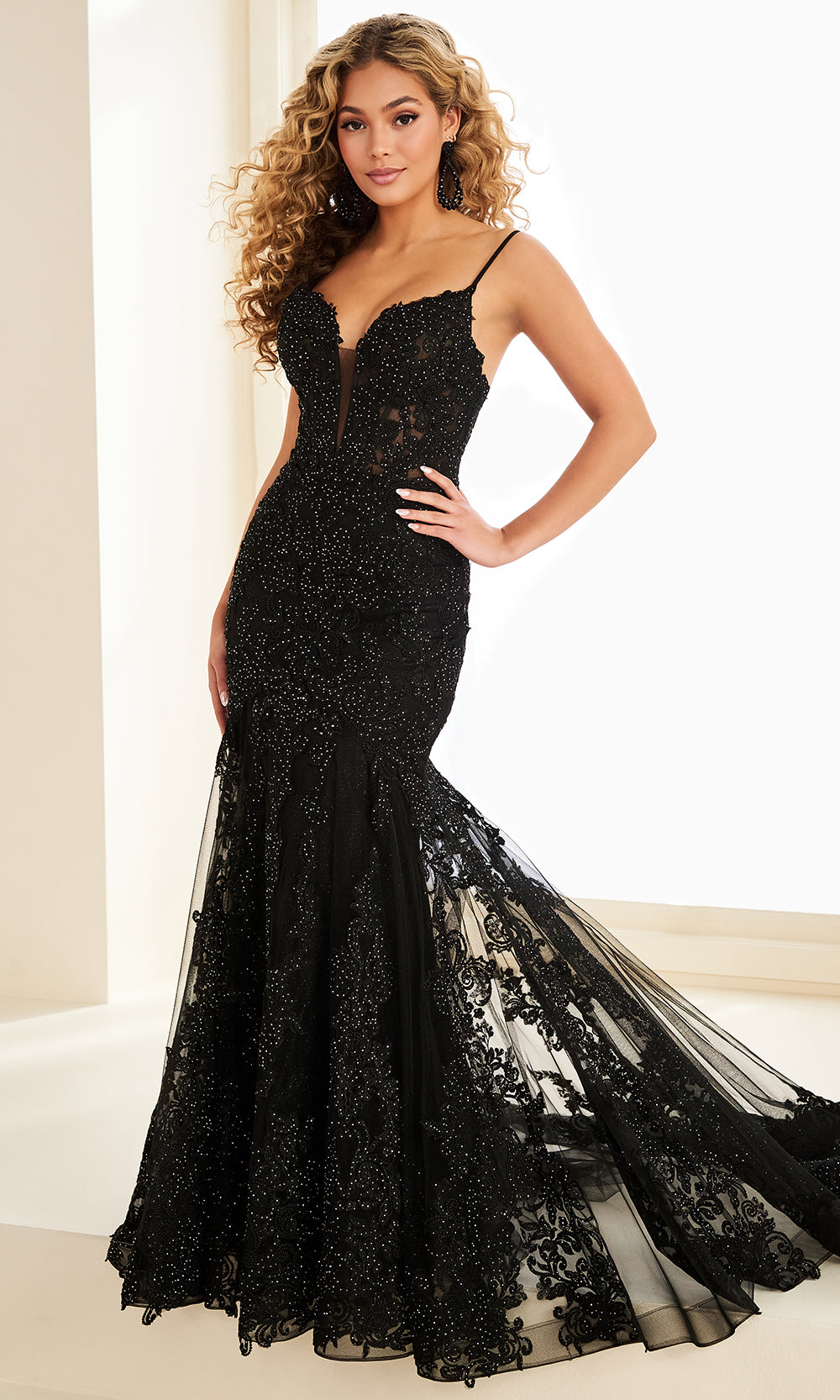 Ellie Wilde EW37209 - Spaghetti Strap Lace Embroidered Dress Prom Dresses