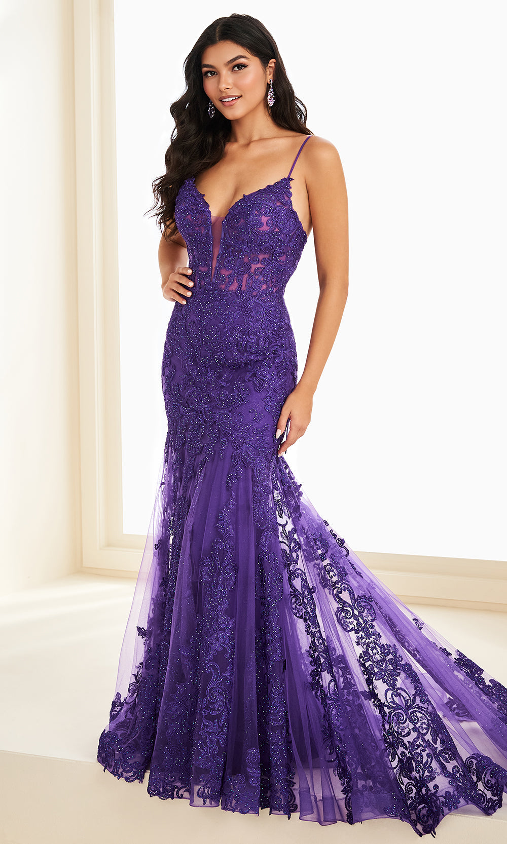 Ellie Wilde EW37209 - Spaghetti Strap Lace Embroidered Dress Prom Dresses