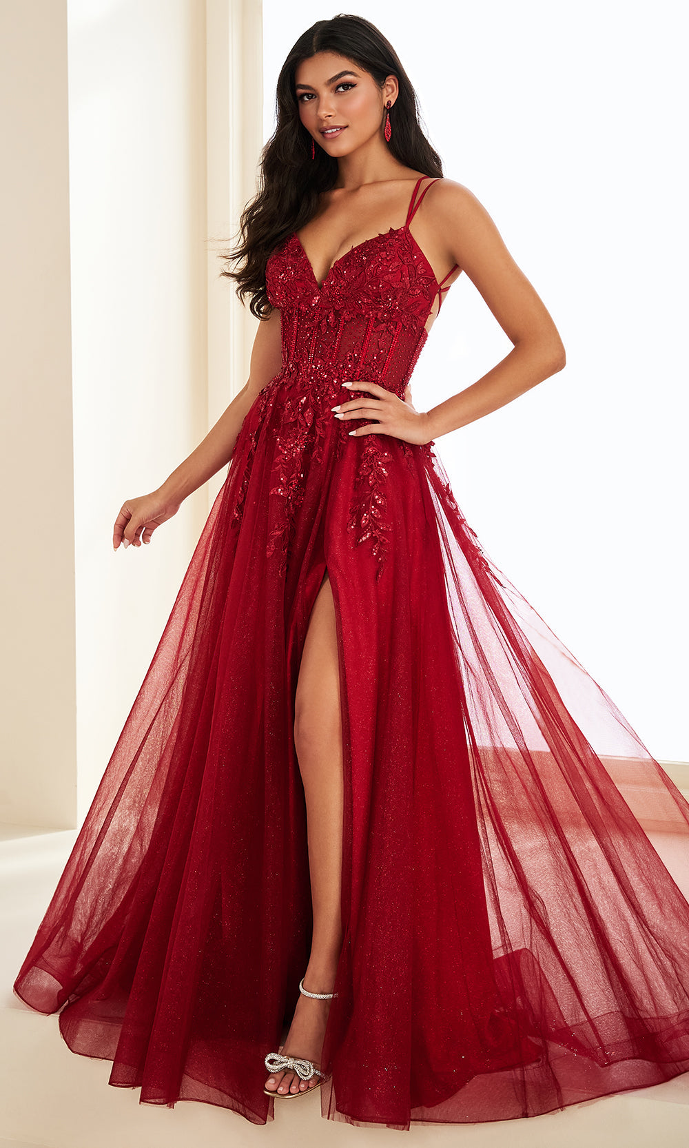 Ellie Wilde EW37212 - Embellished A-Line Lace-Up Back Dress Prom Dresses