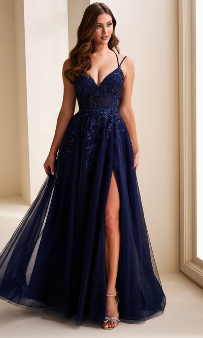 Ellie Wilde EW37212 - Embellished A-Line Lace-Up Back Dress Prom Dresses