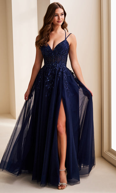 Ellie Wilde EW37212 - Embellished A-Line Lace-Up Back Dress Prom Dresses