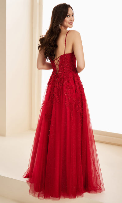 Ellie Wilde EW37214 - Lace-Up Back V-Neckline Prom Gown Prom Dresses