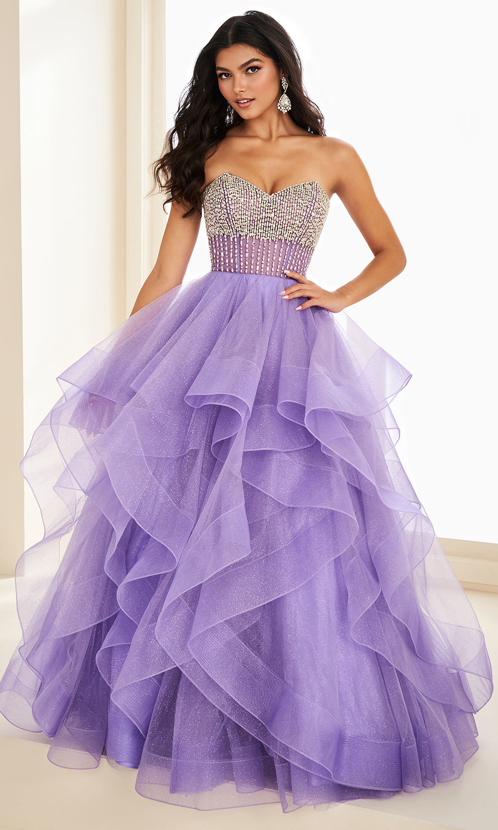 Ellie Wilde EW37221 - Sweetheart Glitter Tulle Ballgown with Ruffle Ball Gowns