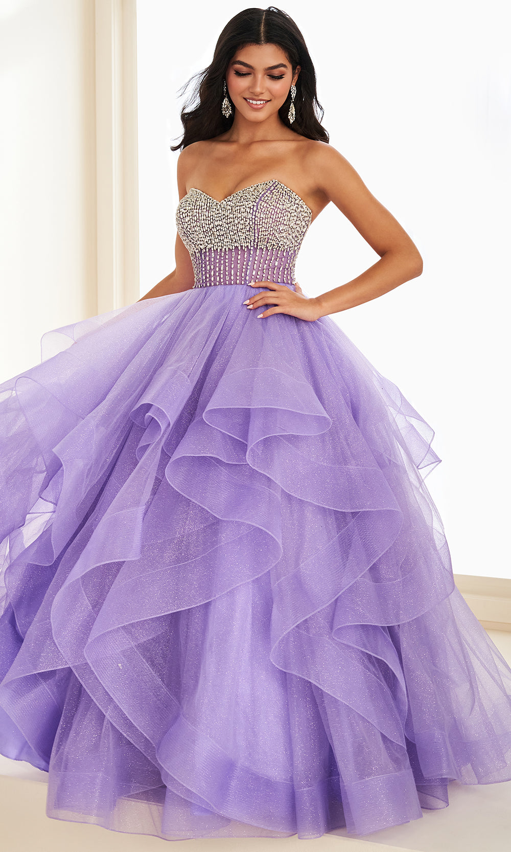 Ellie Wilde EW37221 - Sweetheart Glitter Tulle Ballgown with Ruffle Ball Gowns