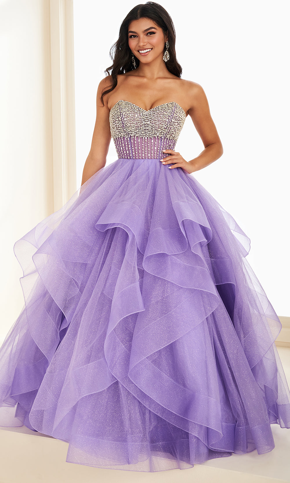 Ellie Wilde EW37221 - Sweetheart Glitter Tulle Ballgown with Ruffle Ball Gowns