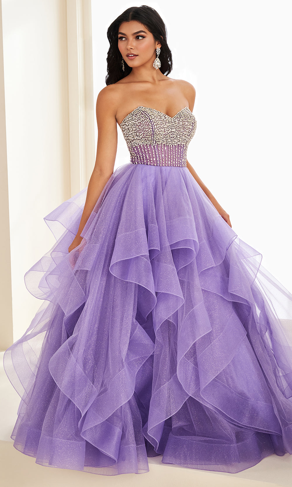 Ellie Wilde EW37221 - Sweetheart Glitter Tulle Ballgown with Ruffle Ball Gowns