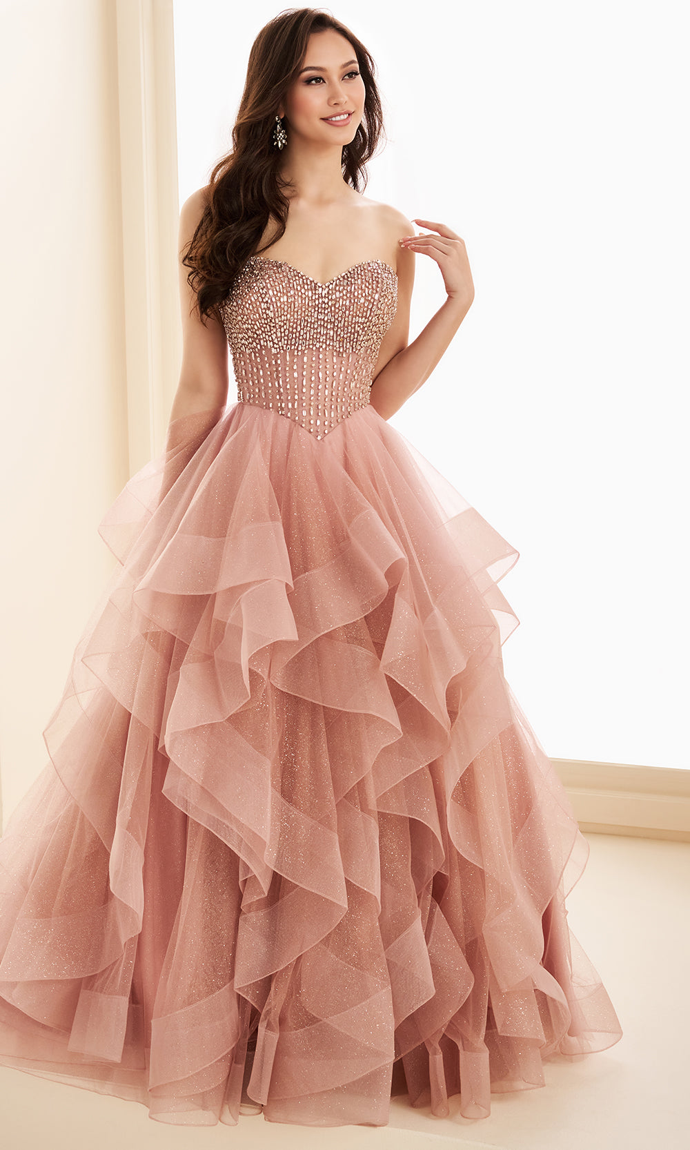 Ellie Wilde EW37221 - Sweetheart Glitter Tulle Ballgown with Ruffle Ball Gowns