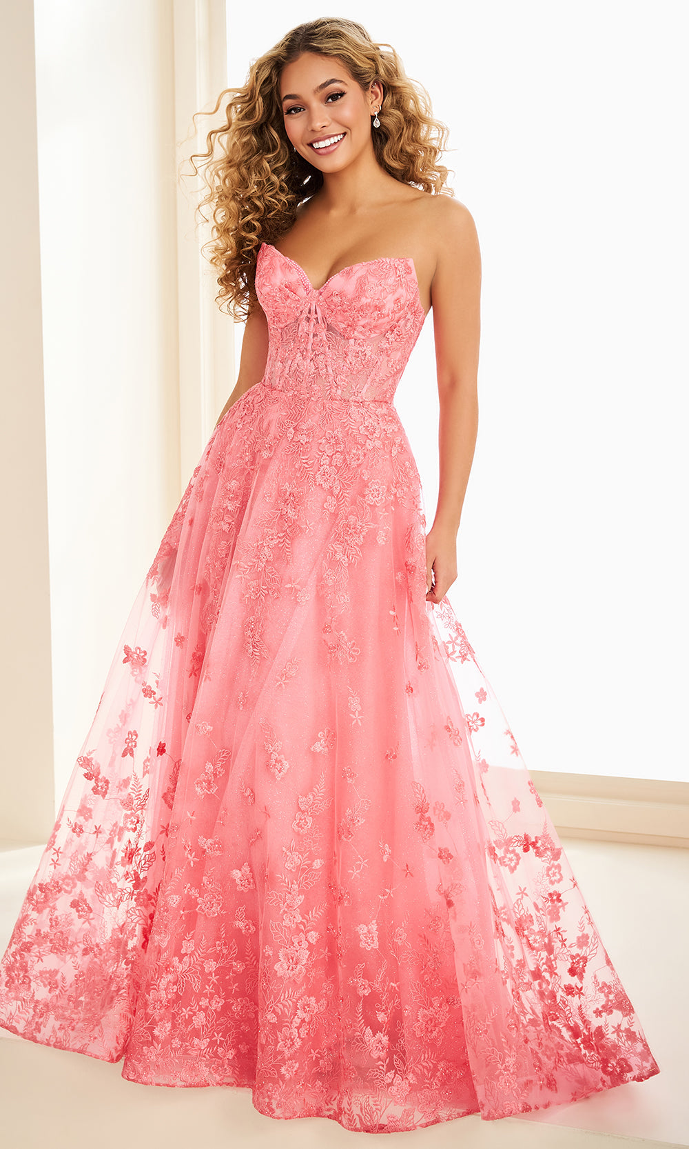 Ellie Wilde EW37225 - Sweetheart Neck Floral Embroidered Gown Prom Dresses