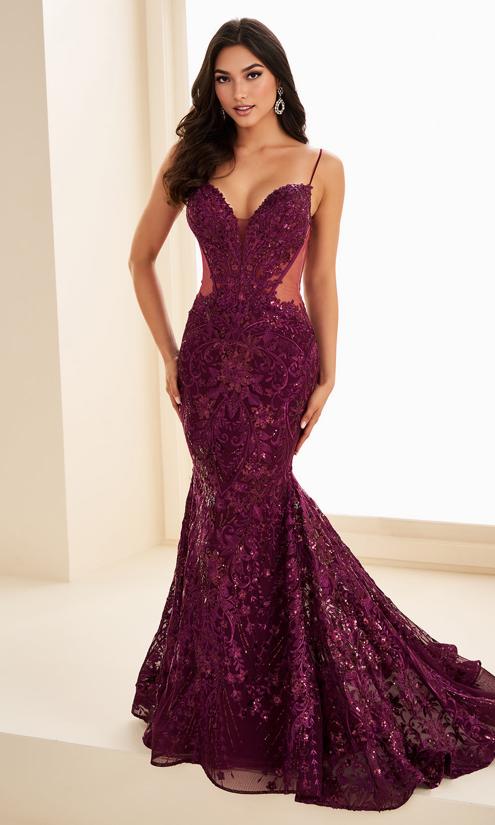 Ellie Wilde EW37227 - Sequin Detailing Sleeveless Mermaid Dress Prom Dresses