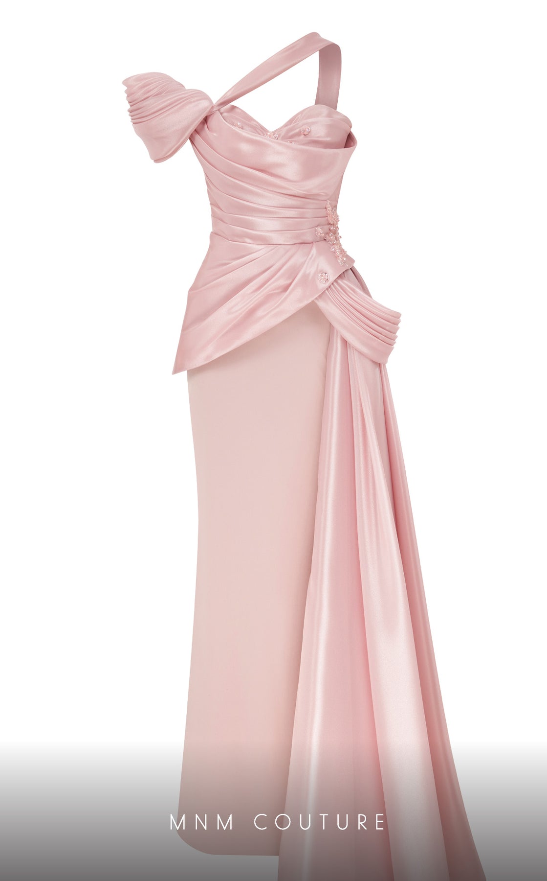 MNM Couture F02810 - Puff Sleeve Peplum Evening Dress