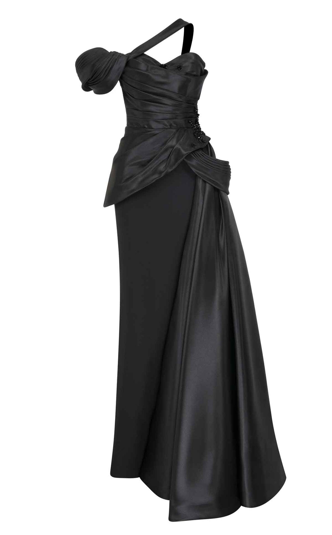MNM Couture F02810 - Puff Sleeve Peplum Evening Dress