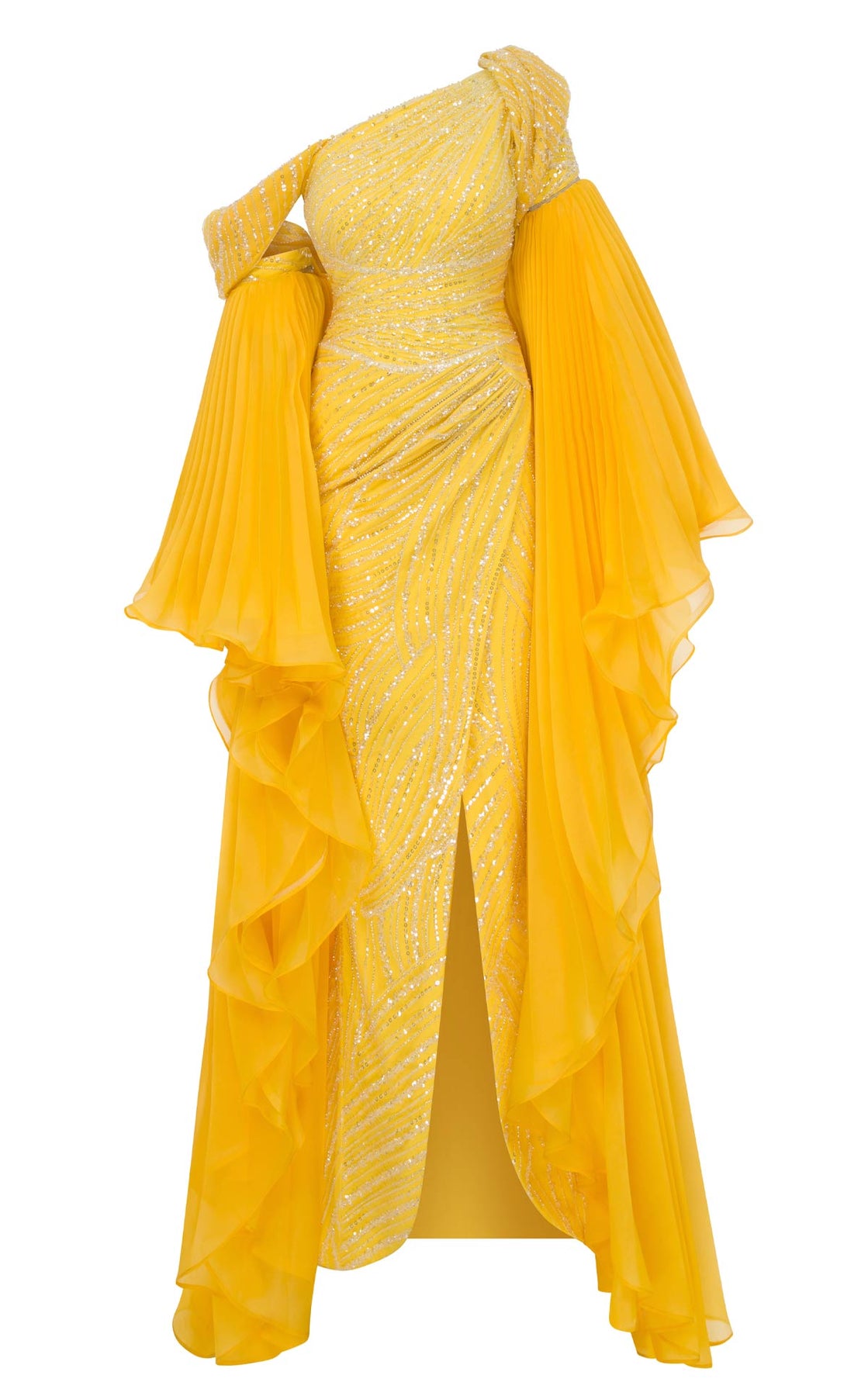 MNM Couture F02816A - Beaded Front Slit Evening Gown