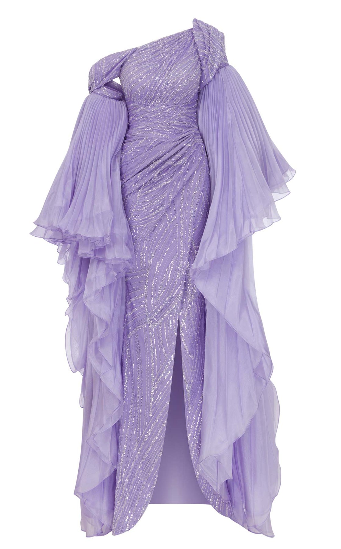 MNM Couture F02816A - Beaded Front Slit Evening Gown