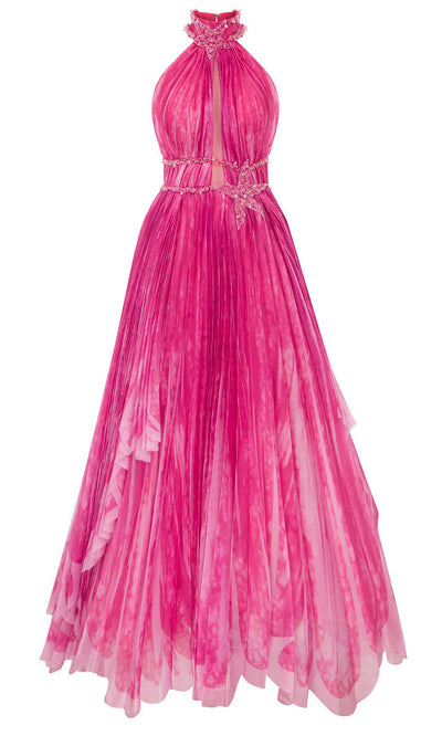 MNM Couture F02822 - Beaded Applique Printed Long Gown Evening Dresses