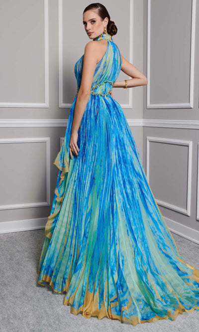 MNM Couture F02822 - Beaded Applique Printed Long Gown Evening Dresses