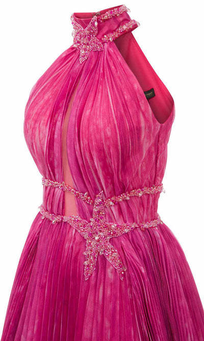 MNM Couture F02822 - Beaded Applique Printed Long Gown Evening Dresses