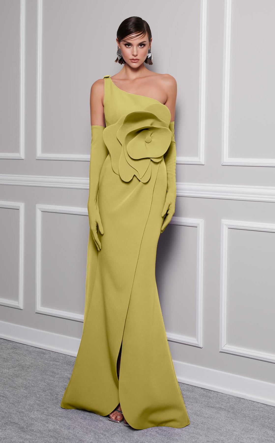 MNM Couture F02826 - One Shoulder Rosette Evening Gown