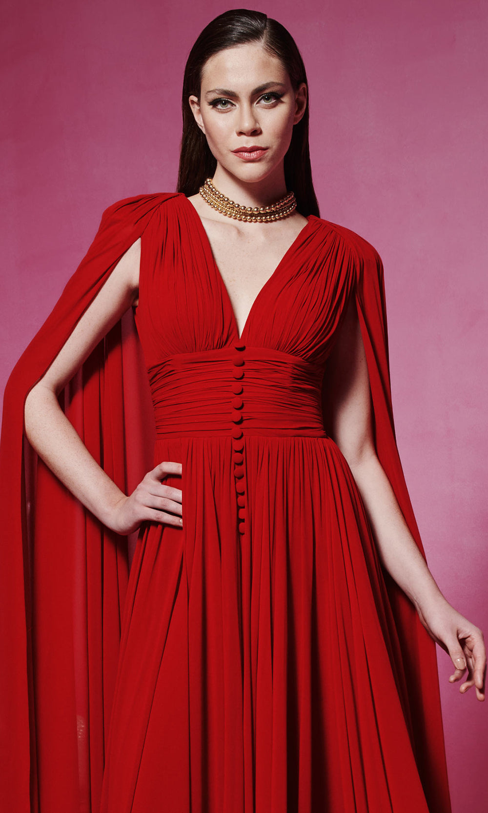 MNM Couture F02845 - Ruched Flowing A-Line Evening Gown Formal Gowns