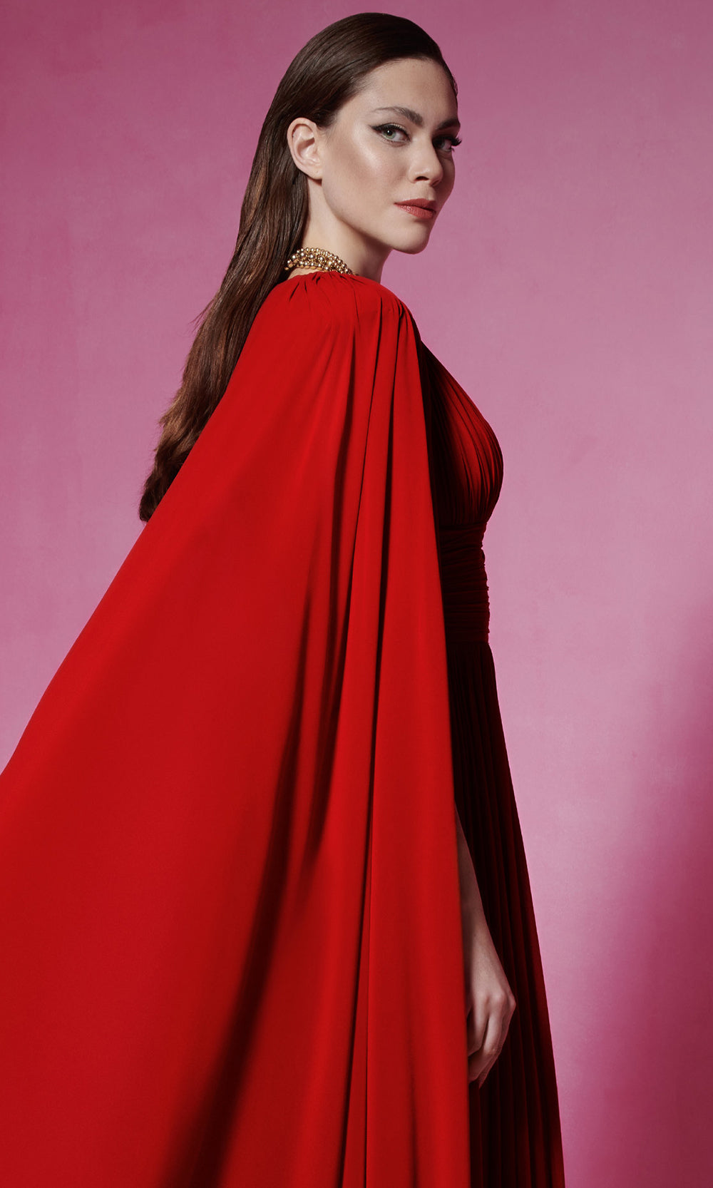 MNM Couture F02845 - Ruched Flowing A-Line Evening Gown Formal Gowns