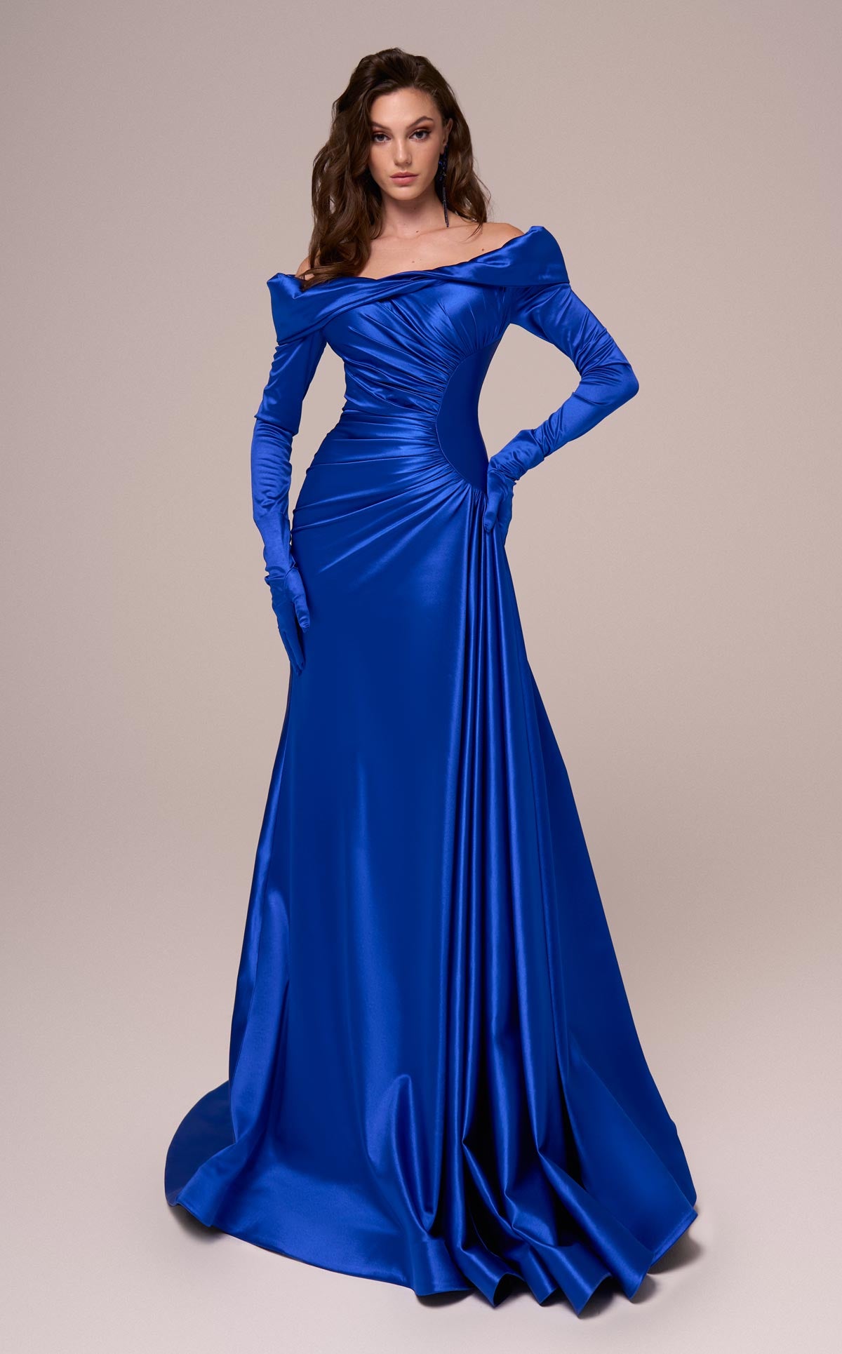 MNM Couture F02851 - Straight Off Shoulder Evening Gown