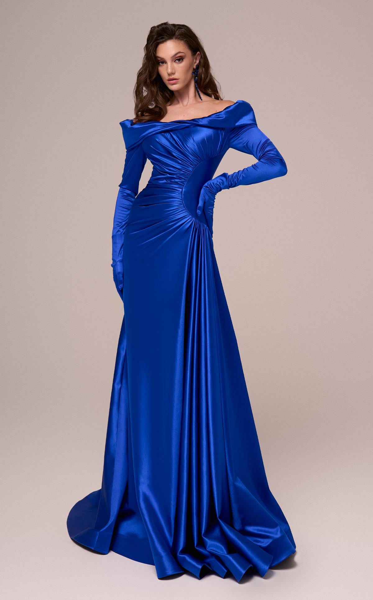 MNM Couture F02851 - Straight Off Shoulder Evening Gown