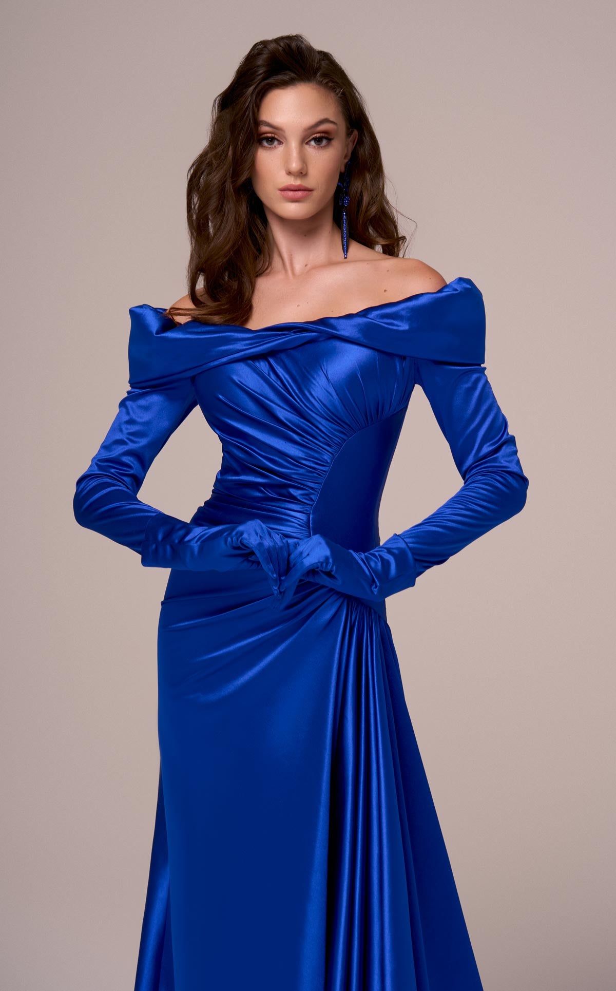 MNM Couture F02851 - Straight Off Shoulder Evening Gown